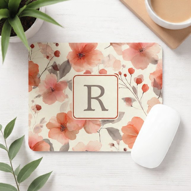 Pretty Flower Monogram Template Personalized Mouse Pad (Pretty Flower Monogram Template Personalized Gel Mouse Pad by Ricaso. Monogrammed gift ideas)