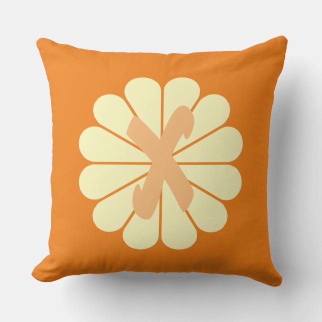 Pretty Flower Monogram Throw Pillow (Front)