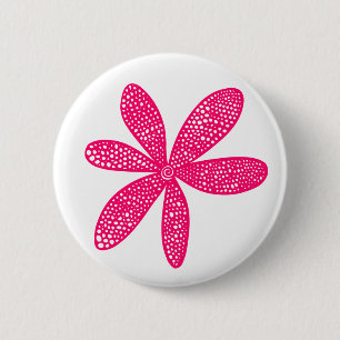 Pretty Flower - Neon Red on White 2 Inch Round Button