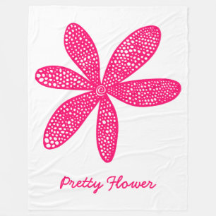 Pretty Flower - Neon Red on White Fleece Blanket