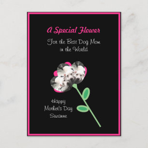 Pretty Flower of Cute Puppy Dog Best Mom Hot Pink Postcard