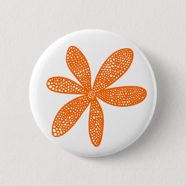 Pretty Flower - Orange on White 2 Inch Round Button (Front)