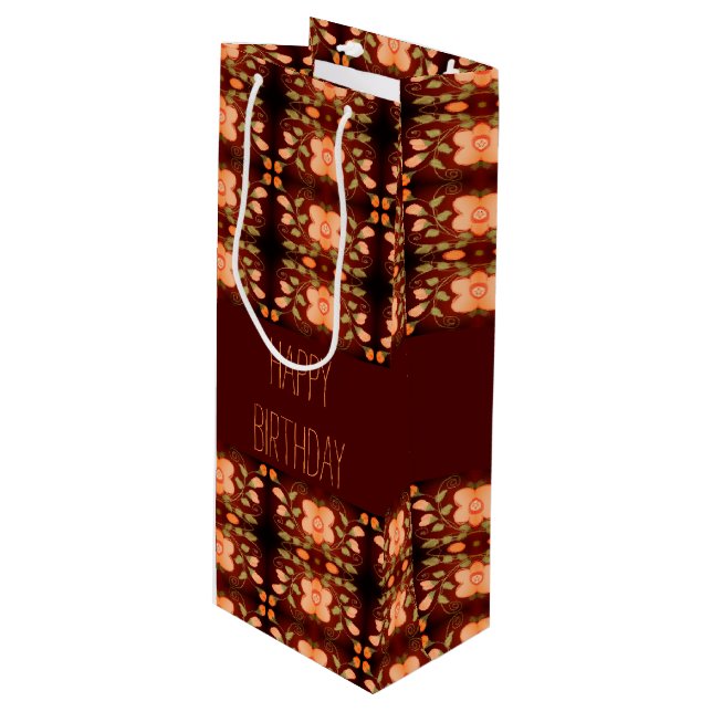 Pretty Flower Patterned Paper Birthday Gift Bag (Front Angled)
