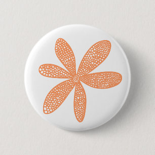 Pretty Flower - Peach on White 2 Inch Round Button