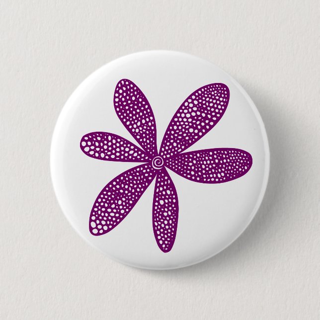Pretty Flower - Plum on White 2 Inch Round Button (Front)