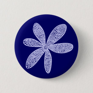 Pretty Flower - Powder Blue on Deep Navy 2 Inch Round Button