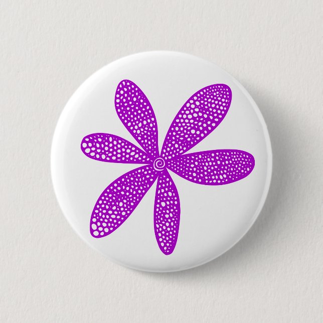 Pretty Flower - Purple on White 2 Inch Round Button (Front)