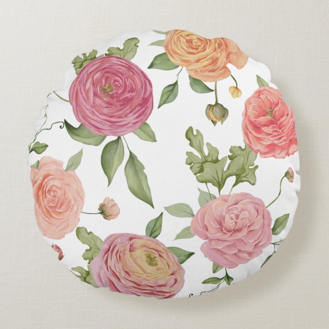 Pretty Flower Round Pillow (Front)