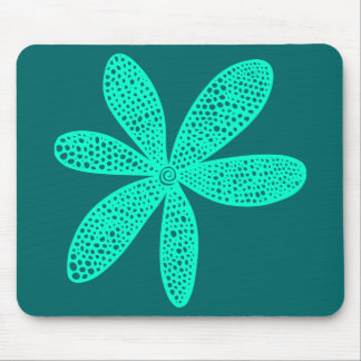Pretty Flower - Turquoise on Moss Green Mouse Pad
