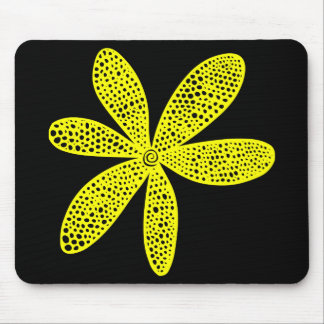 Pretty Flower - Yellow on Black Mouse Pad