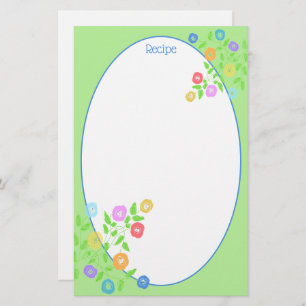 Pretty Flowered Recipe Stationery