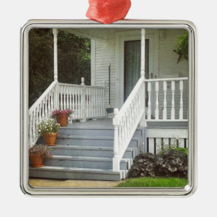 Pretty Flowers and a pretty porch Metal Ornament