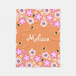 Pretty Flowers and Bees fleece blanket