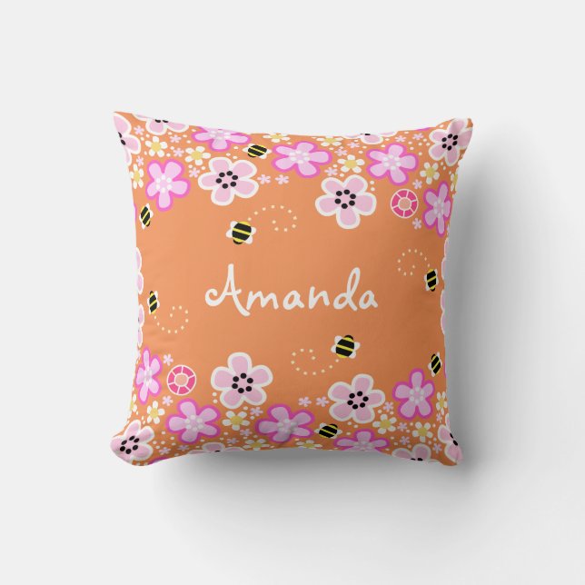 Pretty Flowers and Bees pillow (Front)