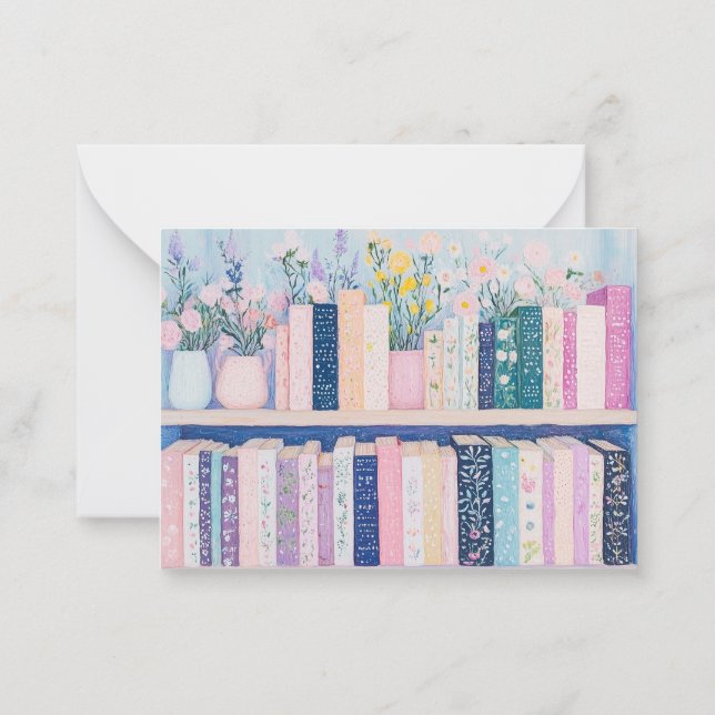 Pretty Flowers and Books Note Cards (Back)