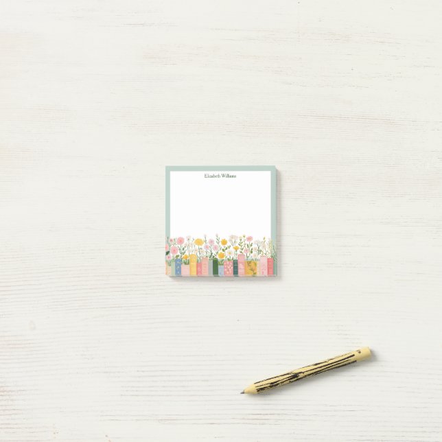 Pretty Flowers and Books  Post-it Notes (On Desk)
