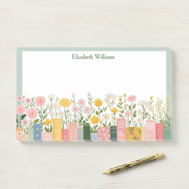 Pretty Flowers and Books  Post-it Notes (On Desk)