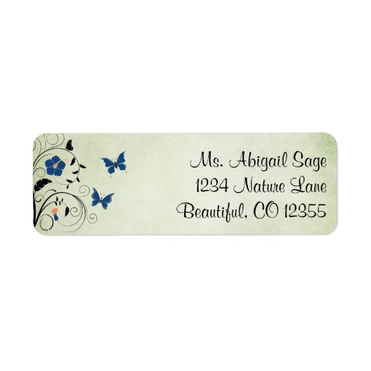 Pretty Flowers and Butterflies Address Return Address Label