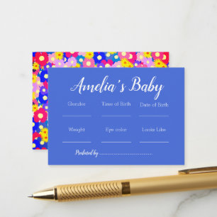 Pretty Flowers Baby Predictions Game   Enclosure Card