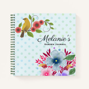 Pretty Flowers Bird Personalised Garden Journal