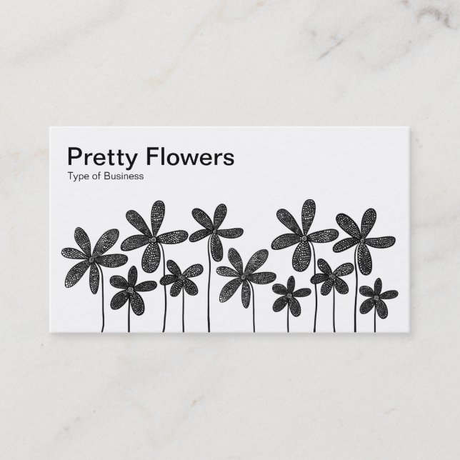 Pretty Flowers - Black and White (Alternating) Business Card (Front)