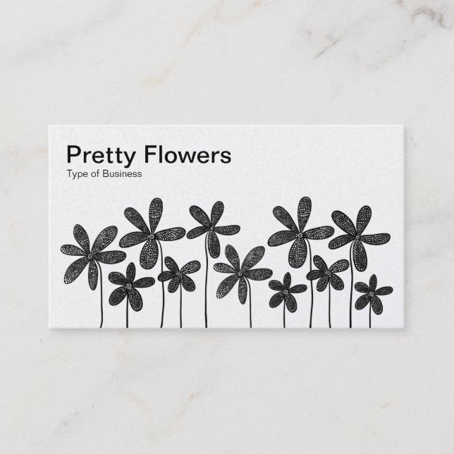 Pretty Flowers - Black and White (Alternating) Business Card (Front)