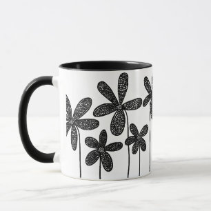 Pretty Flowers - Black and White Mug