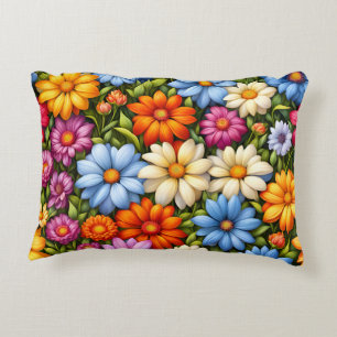 Pretty flowers, brightly colored, accent pillow