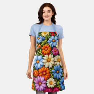 Pretty Flowers, Brightly Colored, Apron