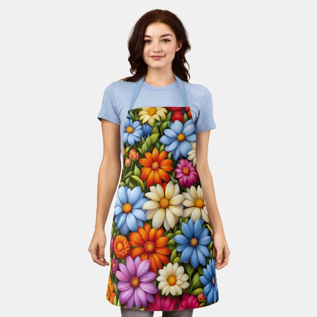 Pretty Flowers, Brightly Colored, Apron (Worn)