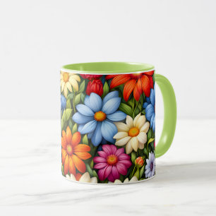 Pretty Flowers, Brightly Colored, Mug