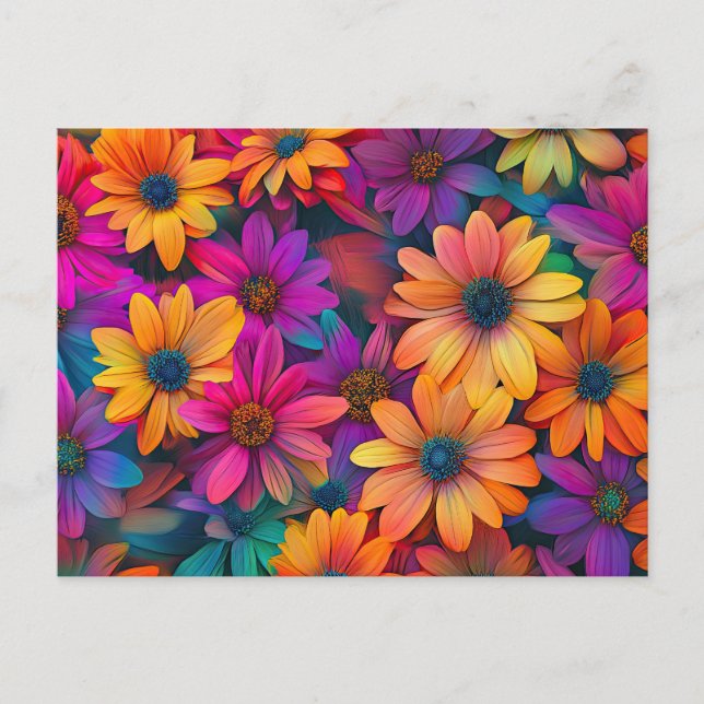 Pretty Flowers Colourful Floral Pattern Beautiful Postcard (Front)