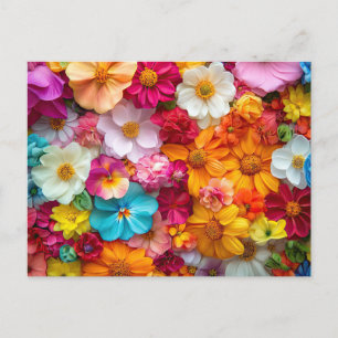 Pretty Flowers Colourful Floral Pattern Beautiful Postcard