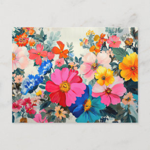 Pretty Flowers Colourful Floral Pattern Beautiful Postcard