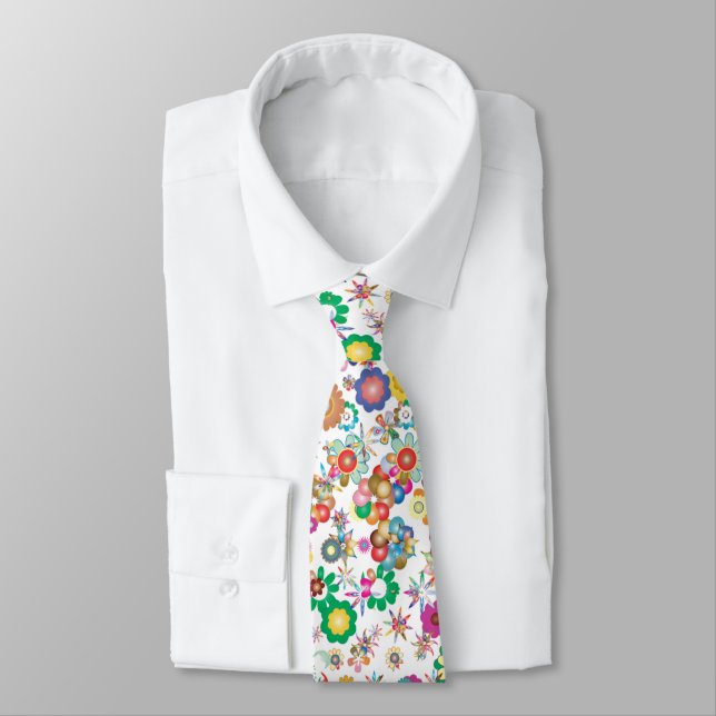 Pretty flowers - colourful neck tie (Tied)