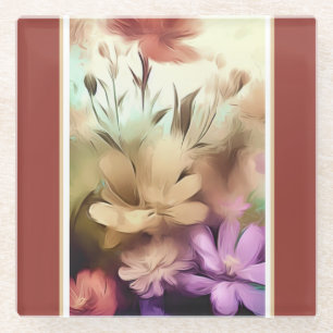 Pretty Flowers Floral Glass Coaster