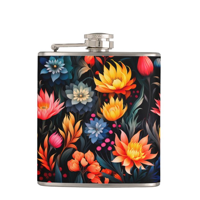 Pretty Flowers Hip Flask (Front)