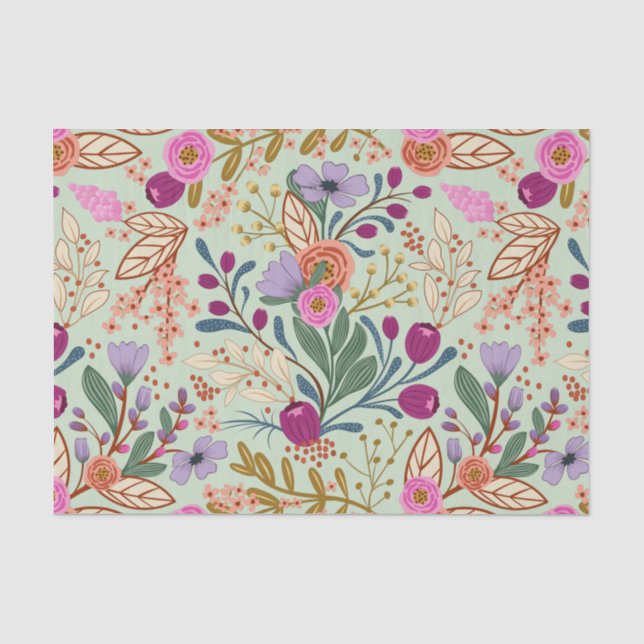 Pretty flowers in bright colours  tissue paper (Front)
