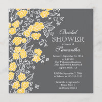 Pretty Flowers Modern Grey & Yellow Bridal Shower