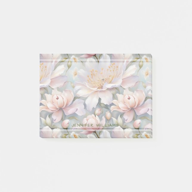 Pretty Flowers Pattern Peyonies Floral Post-it Notes (Front)