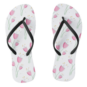 Pretty flowers pattern Slim Straps Flip Flops