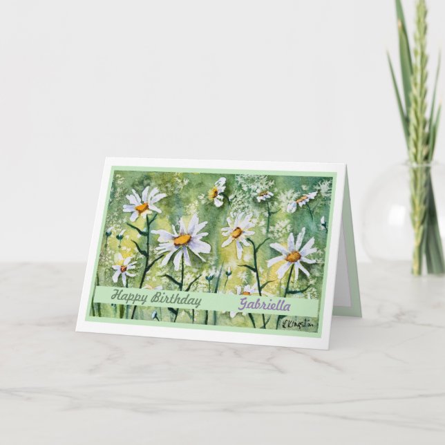 Pretty Flowers Personalized Happy Birthday Card (Front)