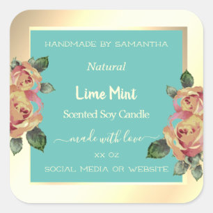 Pretty Flowers Product Packaging Labels Teal Gold