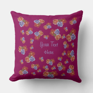 pretty flowers red roses and rose buds floral throw pillow