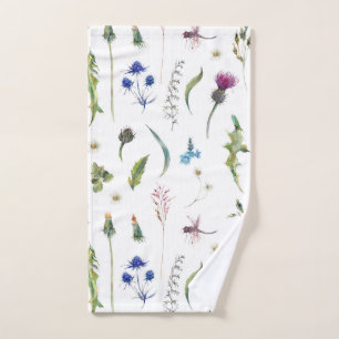Pretty Flowers Thistle Dragonfly Design Hand Towel