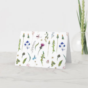 Pretty Flowers Thistle Dragonfly Design Thank You Card