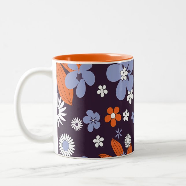 Pretty Flowers  Two-Tone Coffee Mug (Left)