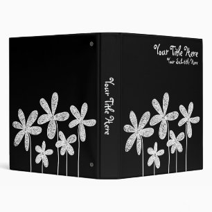 Pretty Flowers - White on Black (1in) Binder