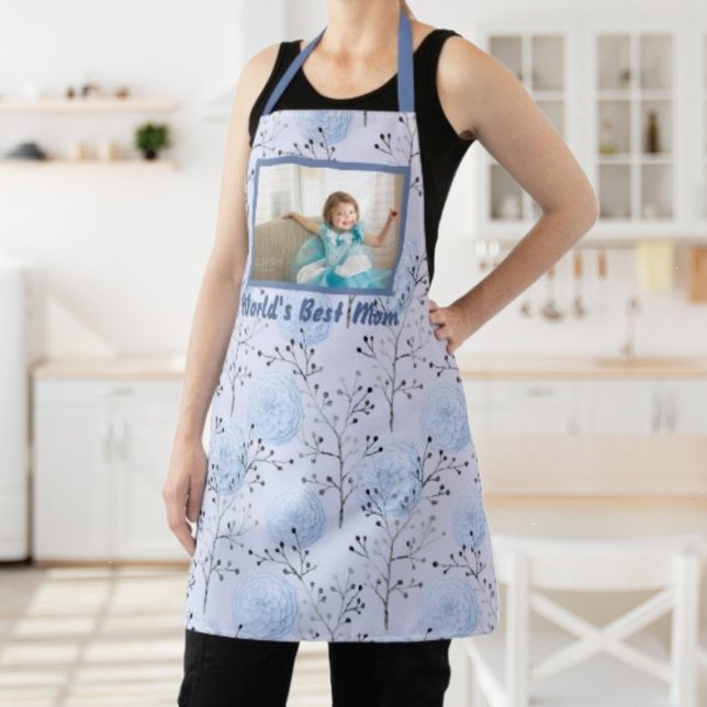 Pretty Flowers World's Best Mom Photo  Apron (Creator Uploaded)