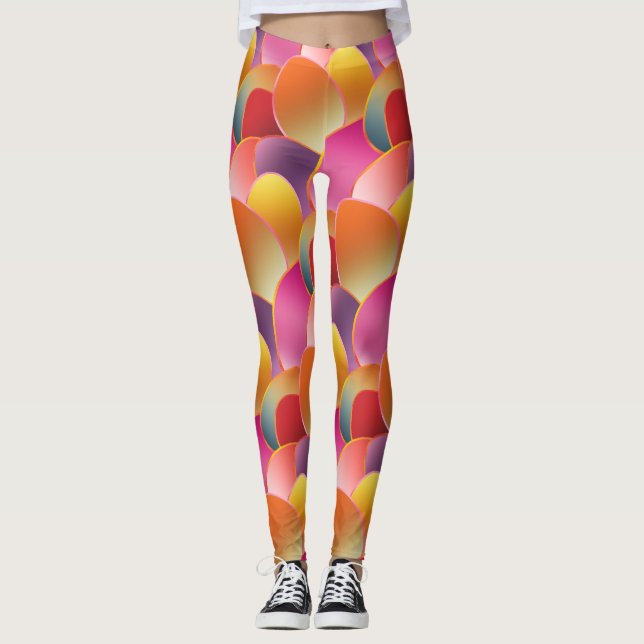 Pretty Foil Gradient Spring Colours Pattern Leggings (Front)
